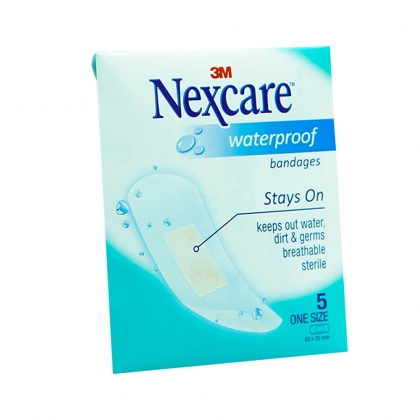 Nexcare™ Băng Keo Cá Nhân Chống Thấm Nước, 25 mm x 65 mm, 5 Miếng/Gói, 10 Gói/Hộp